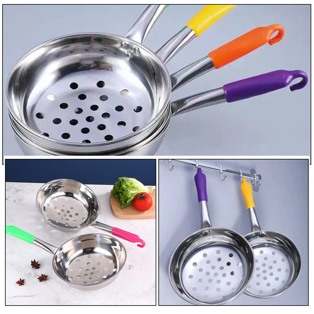 Kitchen Slotted Serving Spoon Stainless Steel Colander Portable Handle Slotted Spoon