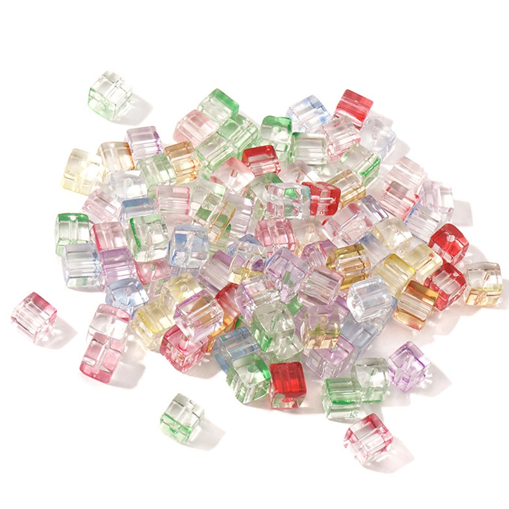 100pcs DIY Cube Glass Beads Loose Beads Bracelet Making Spacer Beads Jewelry Making Beads Random Color