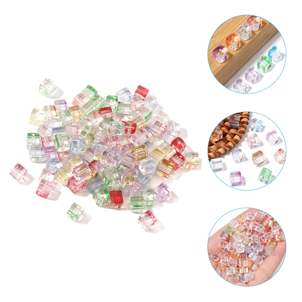 100pcs DIY Cube Glass Beads Loose Beads Bracelet Making Spacer Beads Jewelry Making Beads Random Color