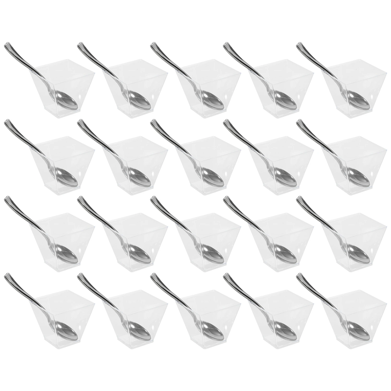 25pcs Pudding Cups Dessert Storage Cups Cake Serving Cup Clear Yogurt Container with Spoon(60ML)