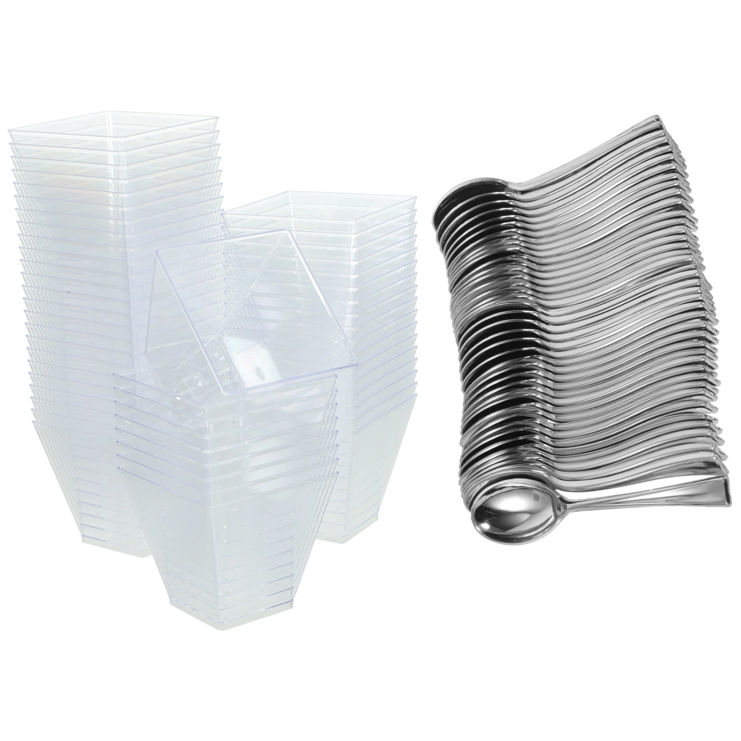 25pcs Pudding Cups Dessert Storage Cups Cake Serving Cup Clear Yogurt Container with Spoon(60ML)