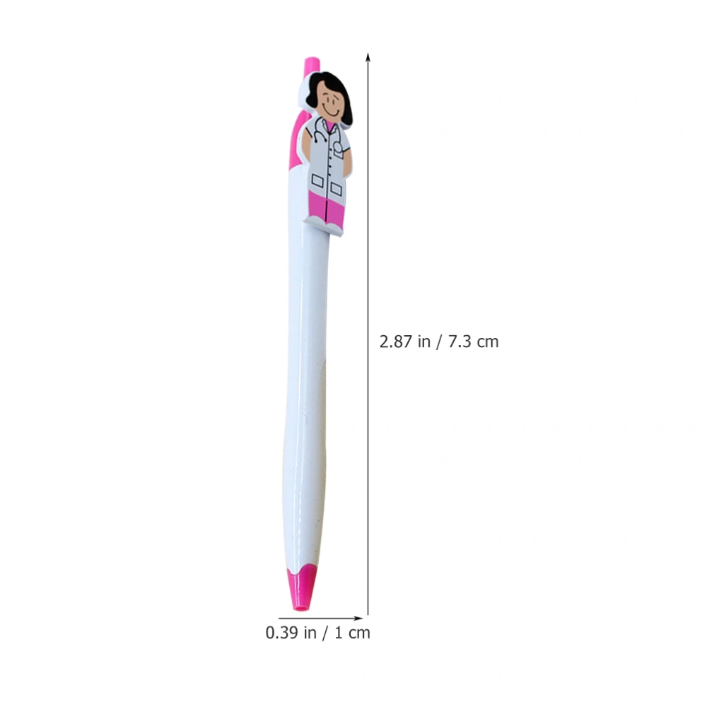 4Pcs Press-type Ballpoint Pen Cartoon Nurse Writing Pen Portable Ballpoint Pen Funny Writing Pen