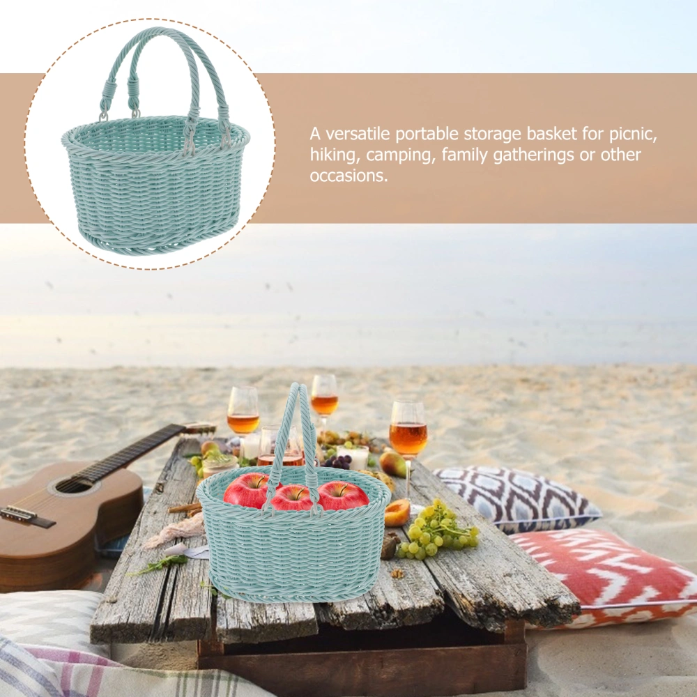 Woven Basket Colored Picnic Basket Fruits Vegetables Carrying Basket Portable Basket Handheld Basket