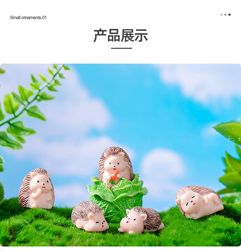 6Pcs Hedgehog Figurines Resin Hedgehog Ornament Lovely Hedgehog Figurine for Yard Lawn