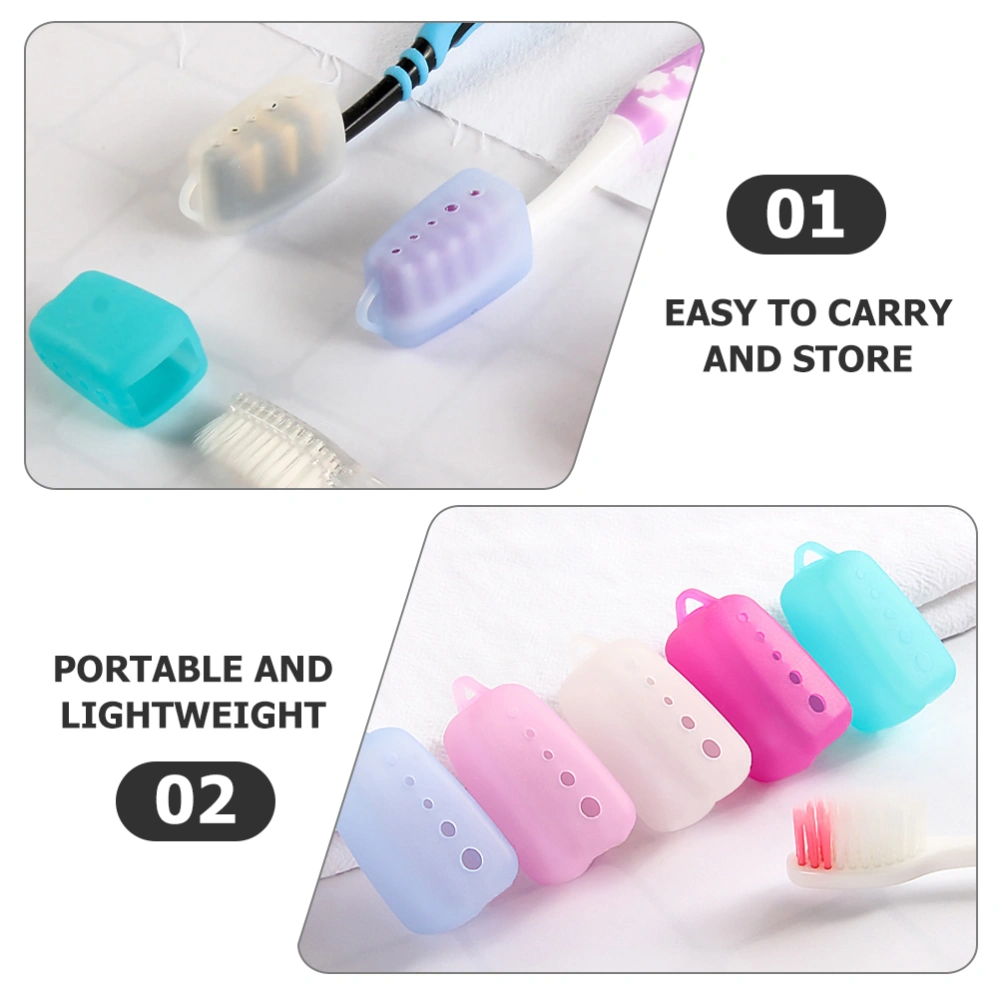 5Pcs Travel Toothbrush Head Covers Toothbrush Protectors Cap Silicone Toothbrush Head Cap