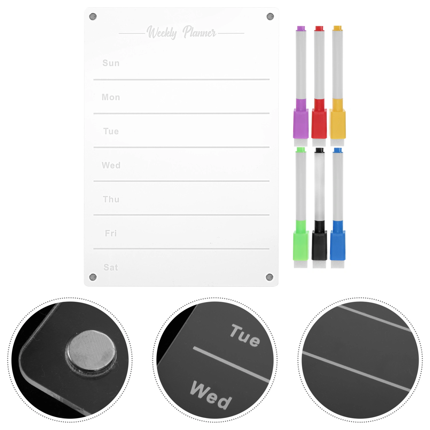 1 Set of Dry Erase Planner Board Magnetic Dry Erase Board Magnetic Acrylic Fridge Board