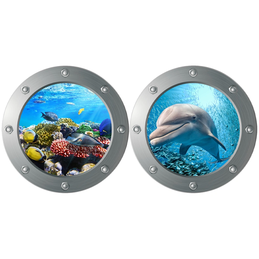 2pcs Wall Decals 3D Ocean Wall Decor Wall Decals Removable Ocean Theme Wall Stickers