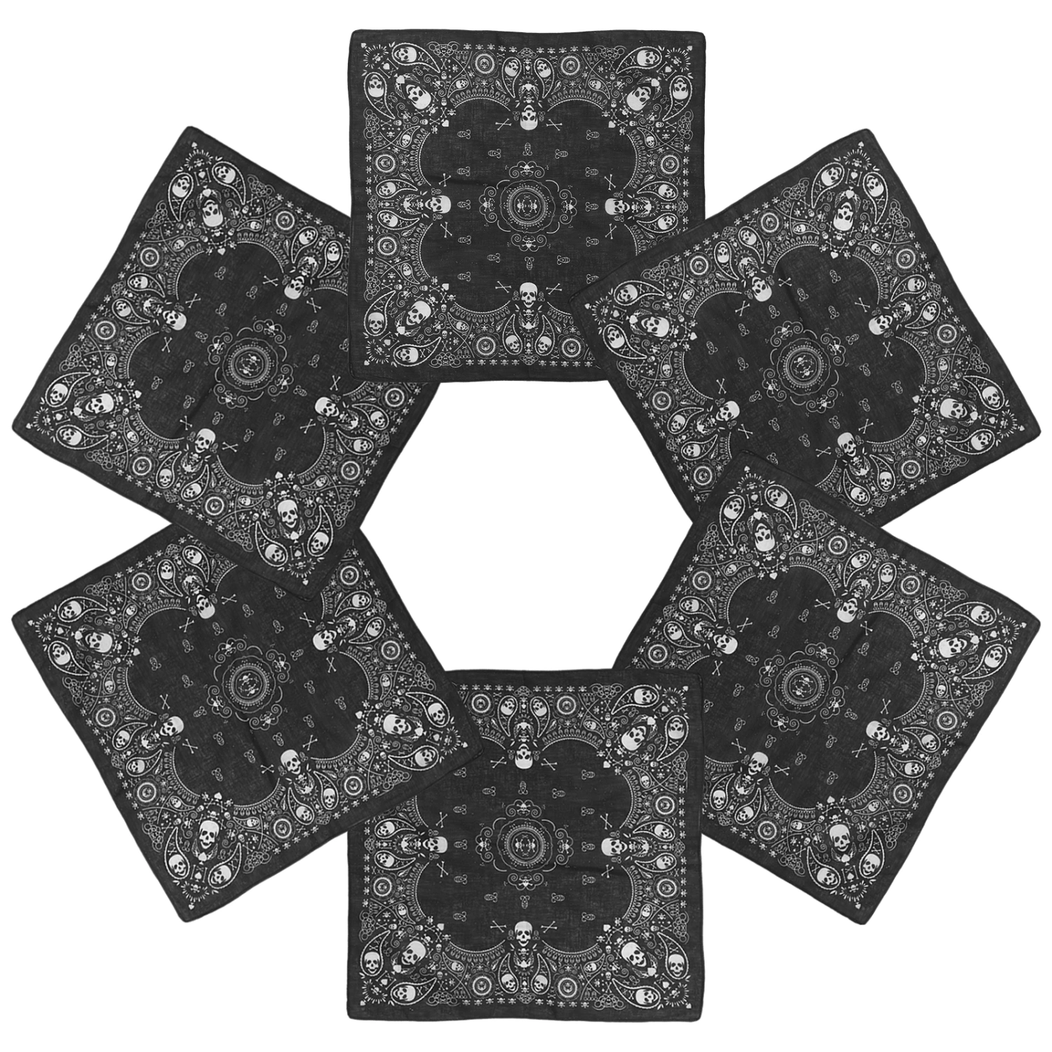 6pcs Sweat Kerchief Sport Headwear Cooling Helmet Bandana Skull Pattern Kerchief