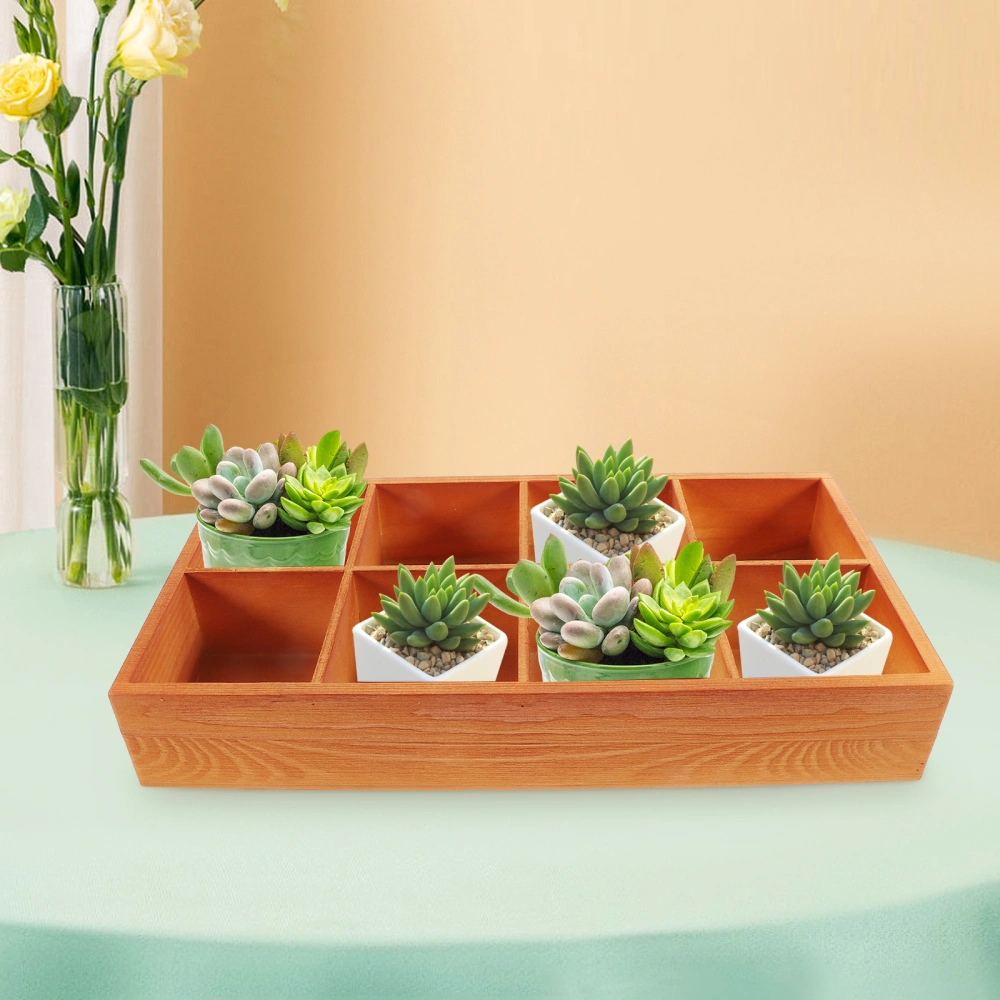 Succulent Planter Box Wooden Planter Divider Box Wood Plants Pot Tray Desktop Flowerpot Box