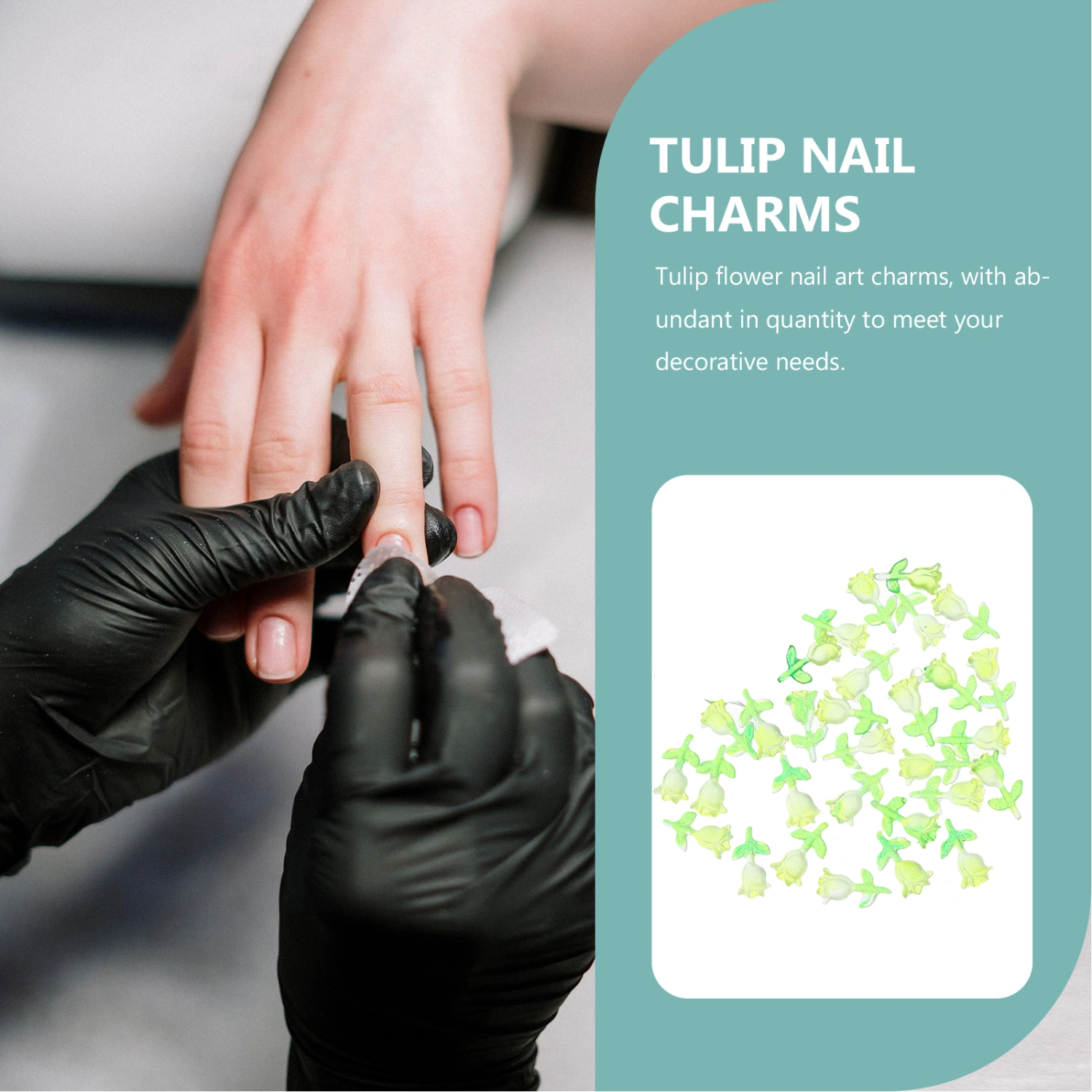 60pcs Tulip Flowers Nail Charms Nail 3d Charms Luminous Tulip Charms for Acrylic Nails Decor