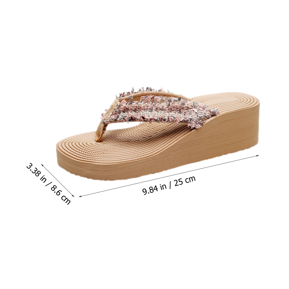 1 Pair Women Sandals Bohemian Style Sandals Wedge Slippers Summer Beach Shoes