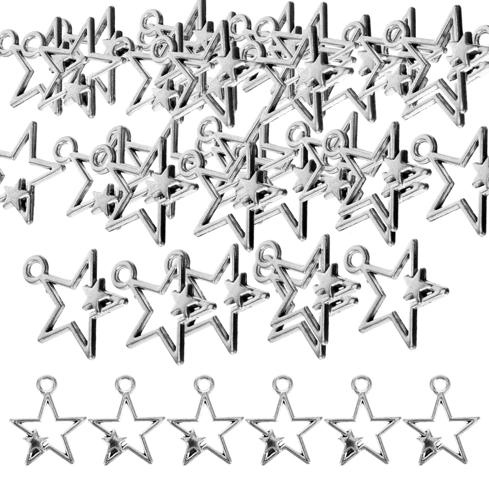 50pcs DIY Star Pendant Necklace Earring Making Material Handcraft Use Five-pointed Star Charm