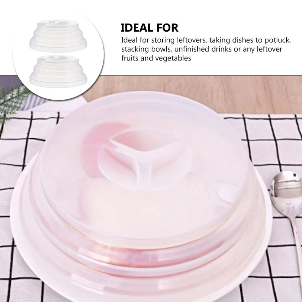 2Pcs Microwave Cover Collapsible Silicone Microwave Splatter Cover Microwave Plate Cover