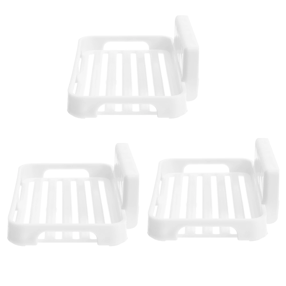 3pcs Punch-free Bathroom Soap Tray Wall-mounted Soap Draining Plate Self-adhesive Soap Dish