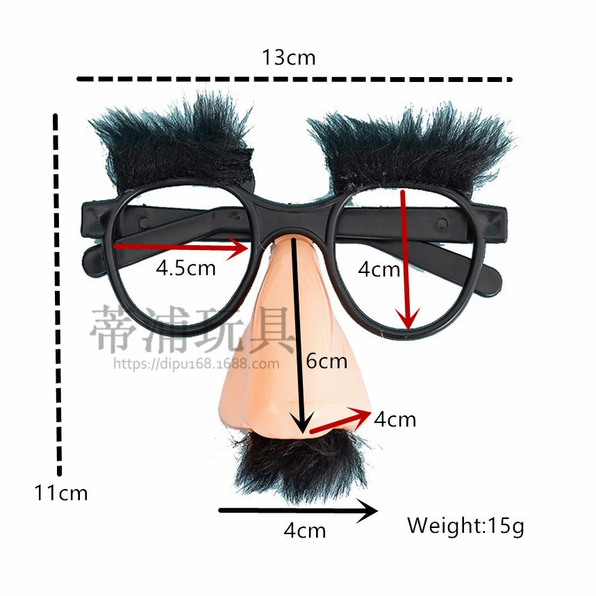 8pcs Beard Eyeglasses Performance Costume Funny Nose Eyeglasses with Nose Party Decoration