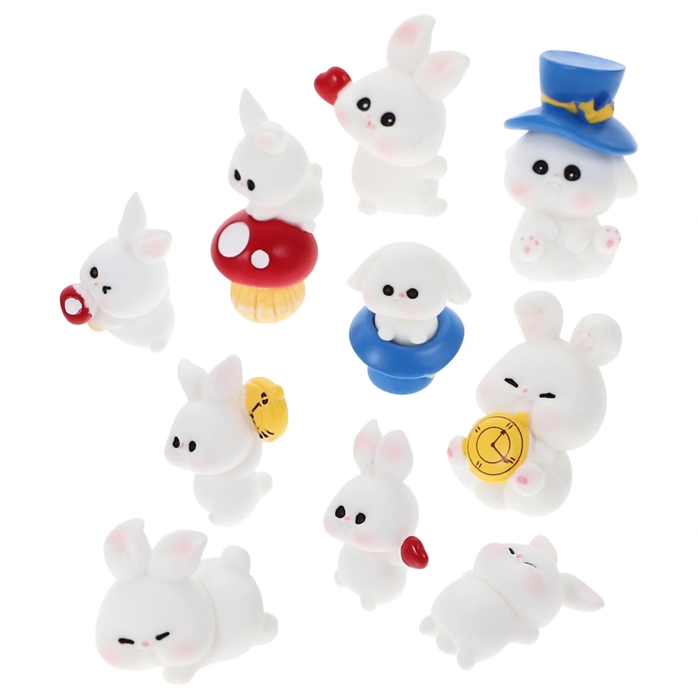 10pcs Miniature Rabbit Crafts Resin Bunny Ornaments Micro Landscaping Ornaments Mixed Style