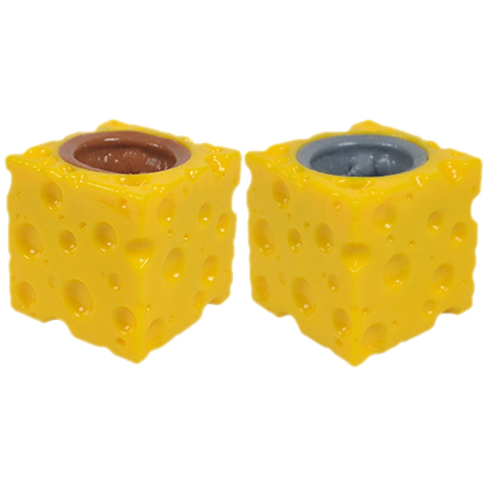 2pcs Simulated Cheese Mouse Toys Mice Squeeze Toys Kids Party Pranking Toys