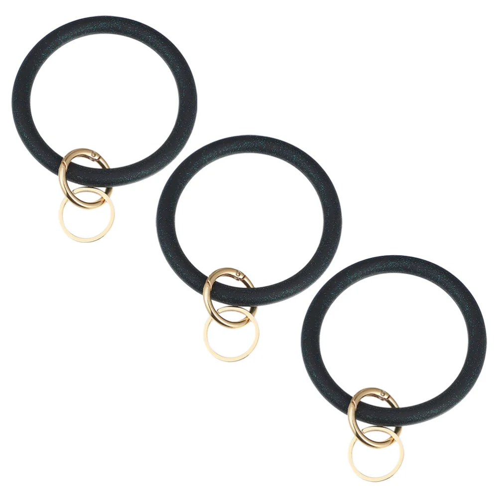 3pcs Key Ring Bracelet Car Keychain Holder Wristlet Silicone Round Bangle Chains