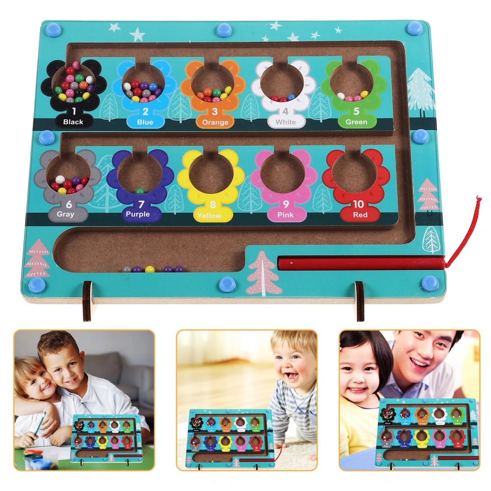 1 Set of Magnetic Beads Maze Wooden Made Toy Magnetic Beads Board Toy Educational Toy Toddlers Toy