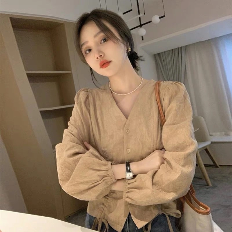 Women's Hong Kong Style Design Long Sleeve Temperament Shirt