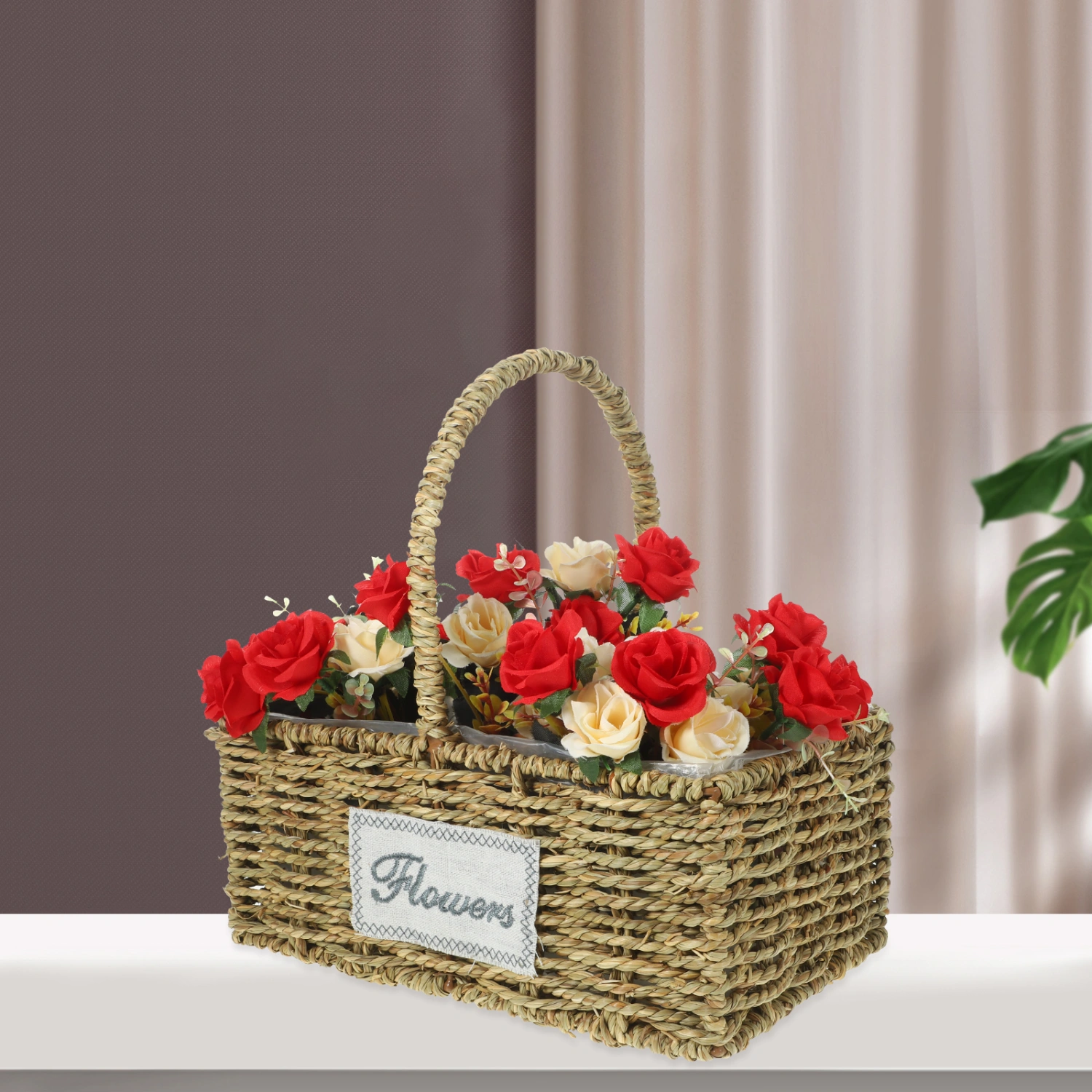 Hand Woven Basket Straw Woven Flower Pot Indoor Outdoor Plant Flower Pot Home Supply