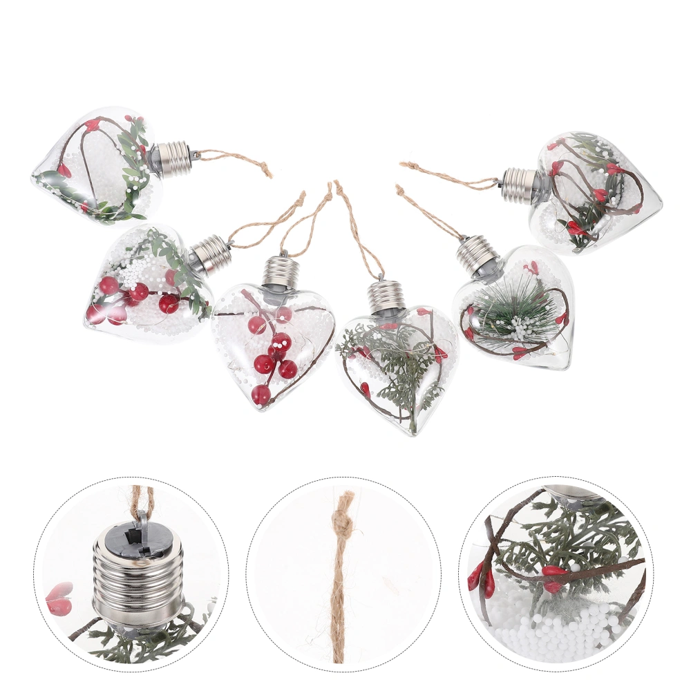 6pcs Christmas Creative Pendant Transparent Heart Shaped Ball Christmas Tree Fillable Decor