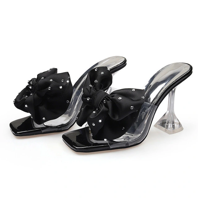 1 Pair Mules Heels Statement Heels Slide Slippers Heel Slides Bow Knot Slide Slippers