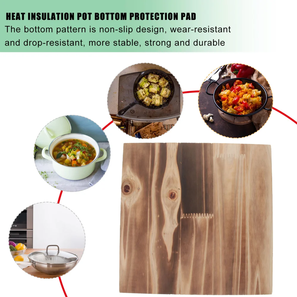 Wooden Insulation Mat Square BBQ Stone Plate Pad Tiebanaki Pot Insulation Pad