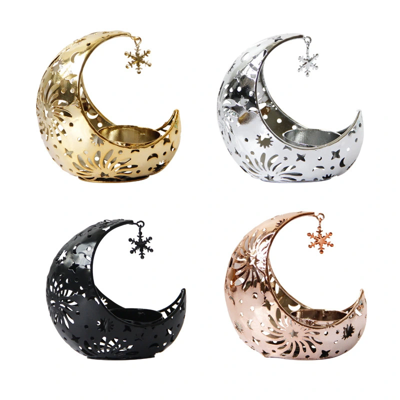 Candlestick Holder Moon Shape Candle Holder Statue Desktop Candle Holder