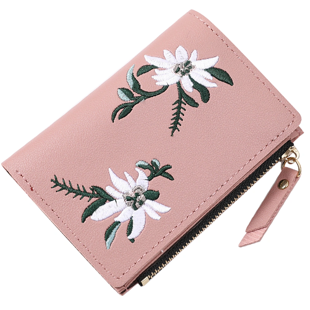 Women Wallet Card Holder Wallet Embroidery Zipper Multi-functional Card Wallet