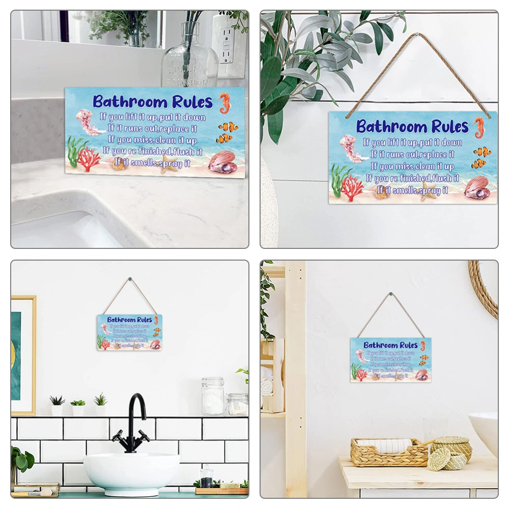 Bathroom Rules Wooden Sign Wall Hanging Bathroom Decoration Toilet Restroom Hanging Sign