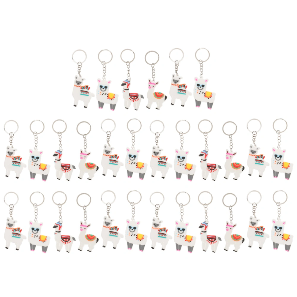 30pcs Alpaca Keychain Animal Key Ring Cartoon Keychain Hanging Decor Party Favors