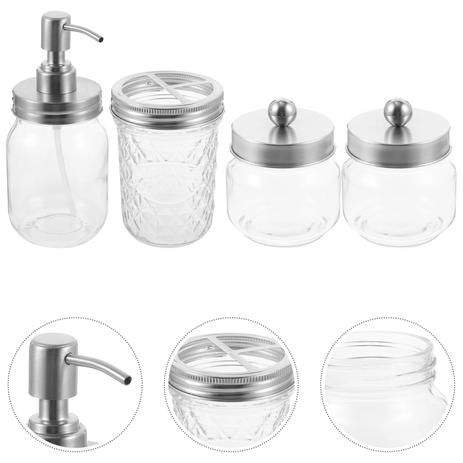 1 Set of Bathroom Toiletry Set Tooth Brush Holder Soap Dispenser Cotton Balls Container