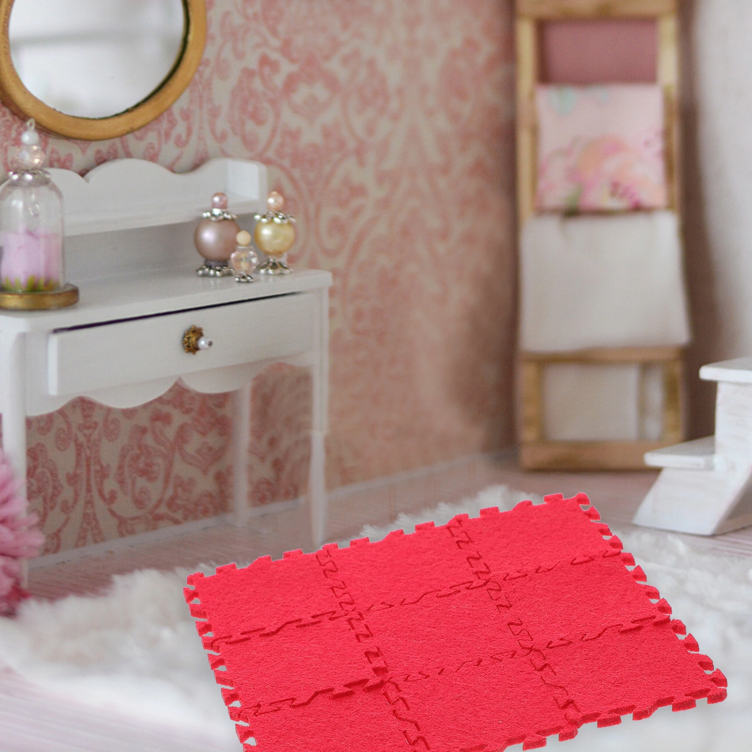 36pcs Miniature Ground Mats Decor Mini House Floor Mats Miniature Puzzle Mats Decorations