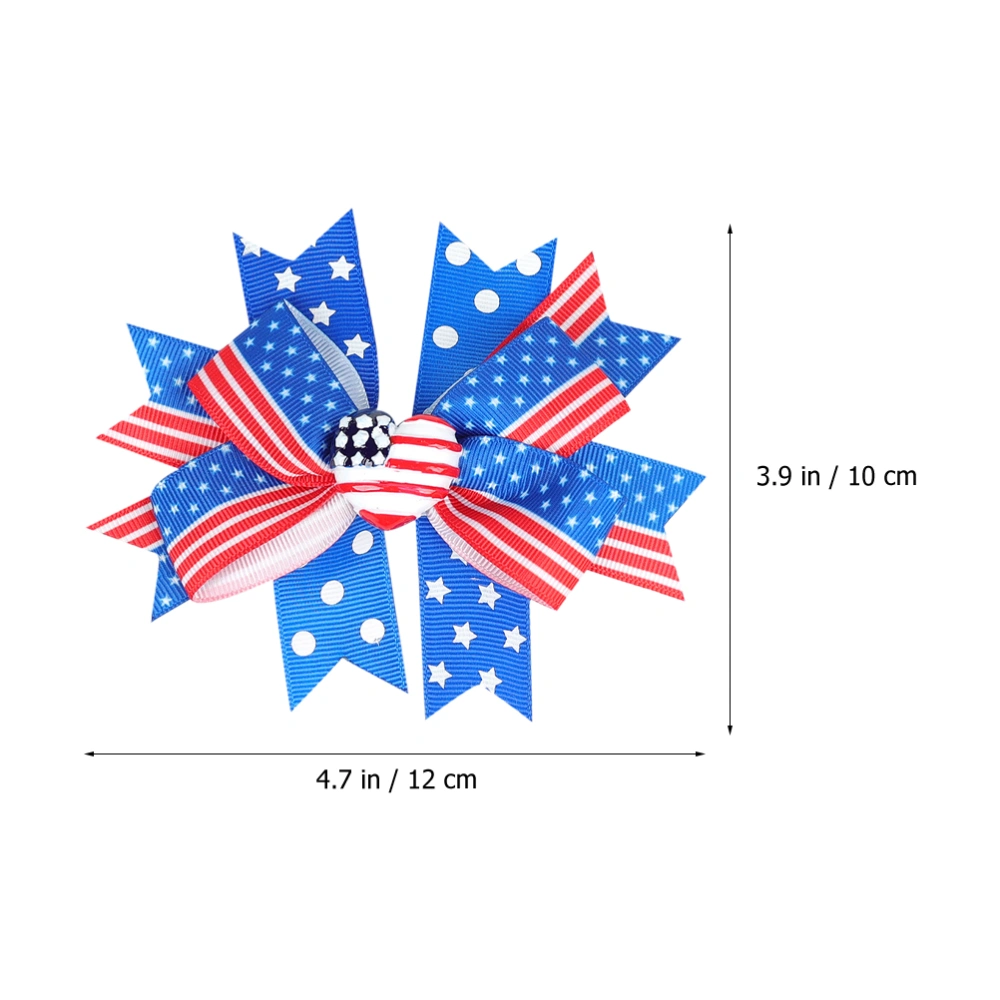 4 pcs American Flag Hair Bow Clips Patriotic Bow Clip Independence Day Hair Clips for Kids