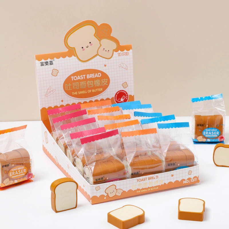 16pcs Cute Toast Shaped Erasers Novelty Toast Shaped Drawing Erasers Party Favors