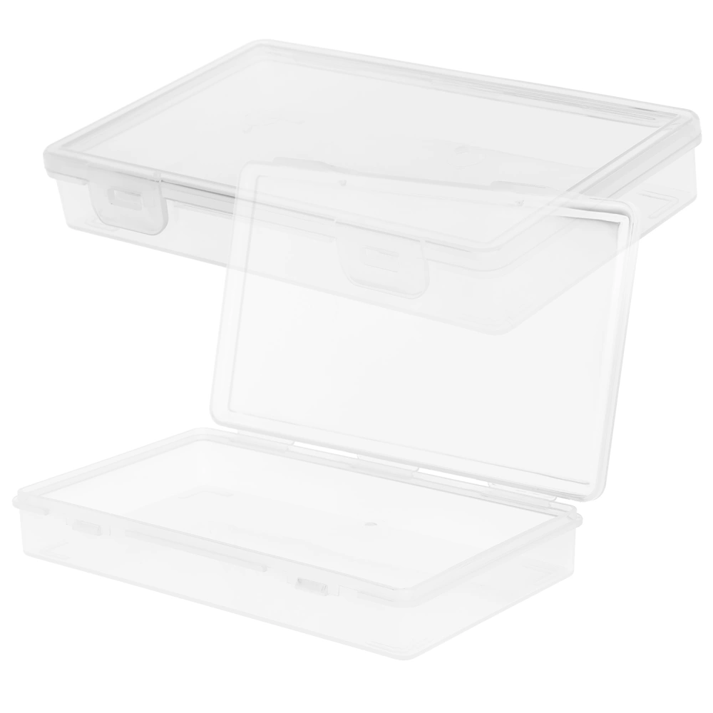 2pcs Clear Cards Storage Box  Multipurpose Photo Storage Boxes with Lid Plastic Storage Boxes