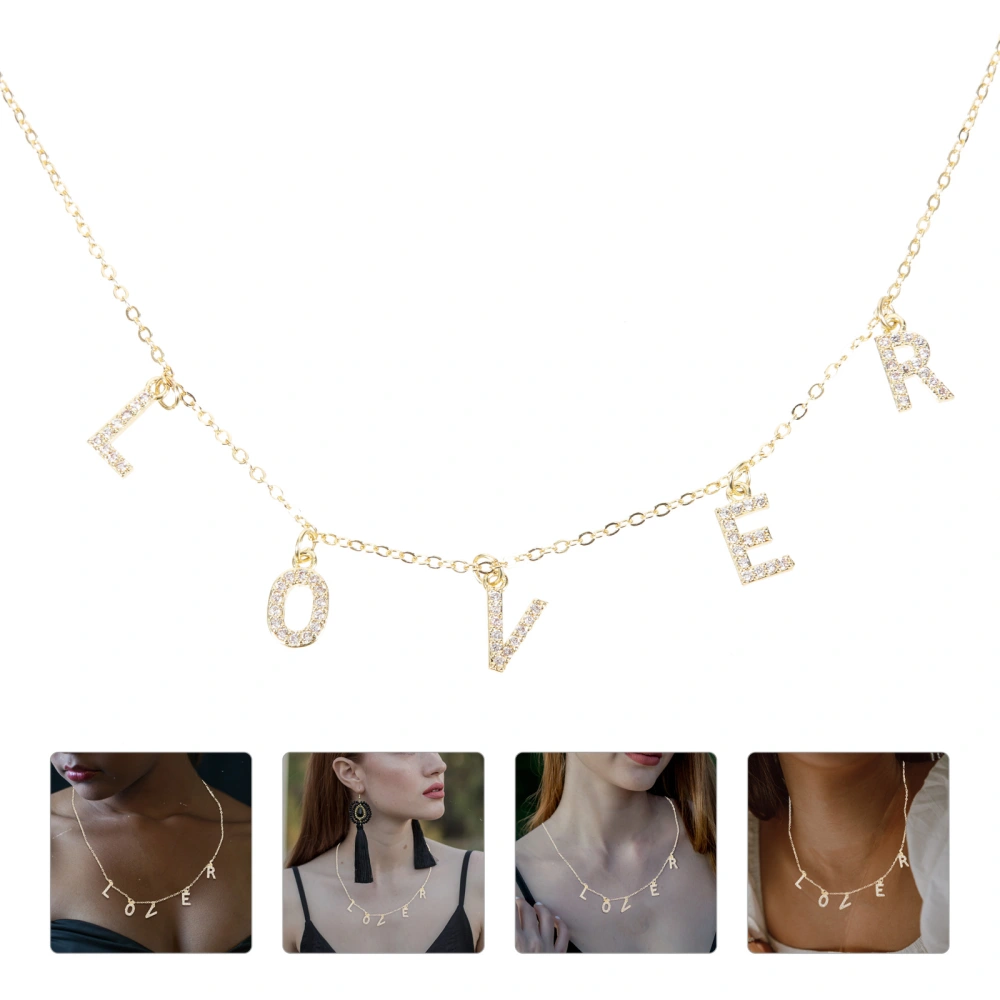 Letter Necklace Rhinestone Necklace Valentine Necklace Clavicle Choker Necklace