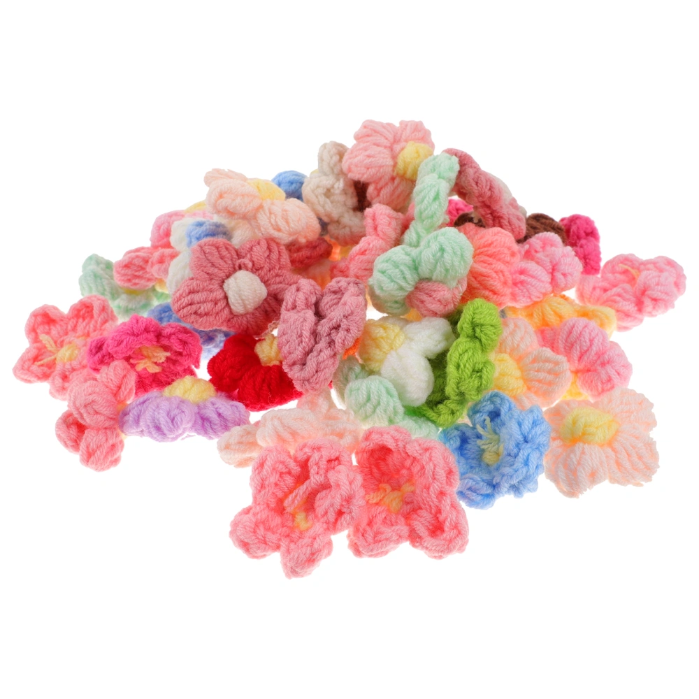 50pcs Crocheted Flower Patches Floral Clothing Accessories Diy Craft Flower Decors