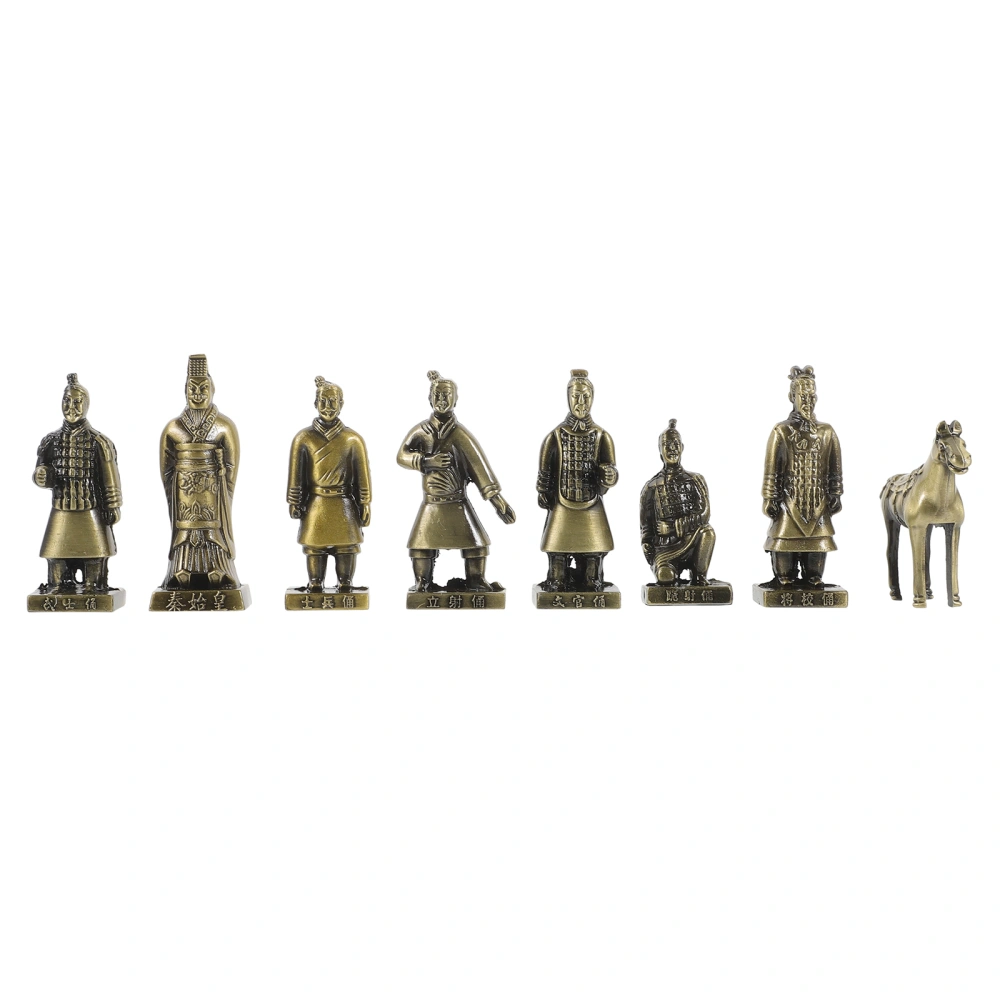 8pcs Emperor Qin Statue Decorations Retro Terracotta Warriors Creative Figurine Collections