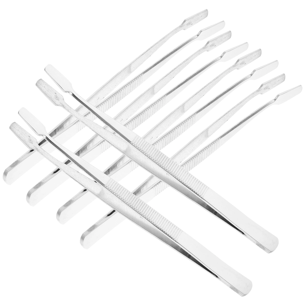 6pcs Stainless Steel Stamp Tweezers Flat Wide Tip Tweezers Precision Tweezers Stamps Tongs