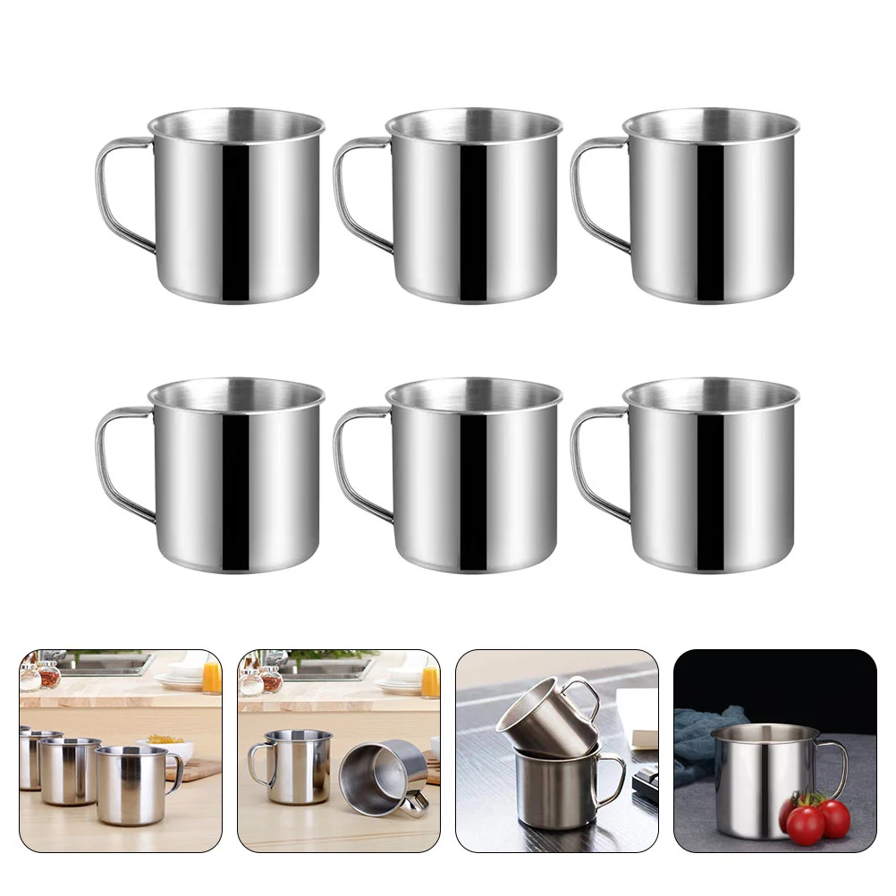 6Pcs Kids Water Mugs Espresso Cups Stainless Steel Coffee Mugs Small Water Mugs Home Accessory