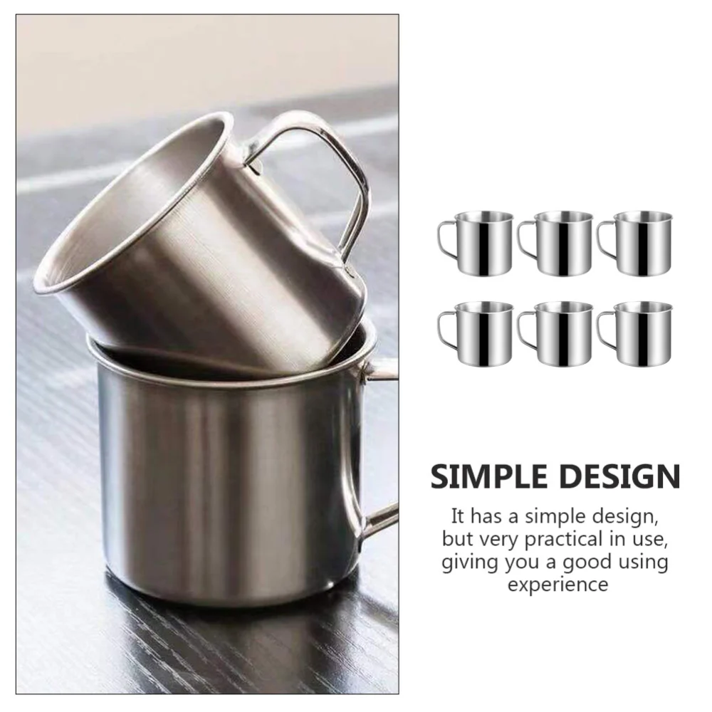 6Pcs Kids Water Mugs Espresso Cups Stainless Steel Coffee Mugs Small Water Mugs Home Accessory