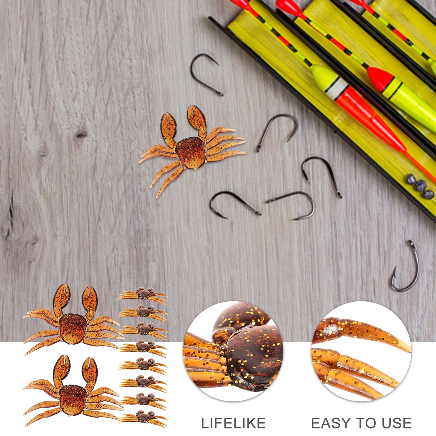 20pcs Portable Fishing Crab Baits Fake Crab Fishing Baits Artificial Crab Fishing Lures