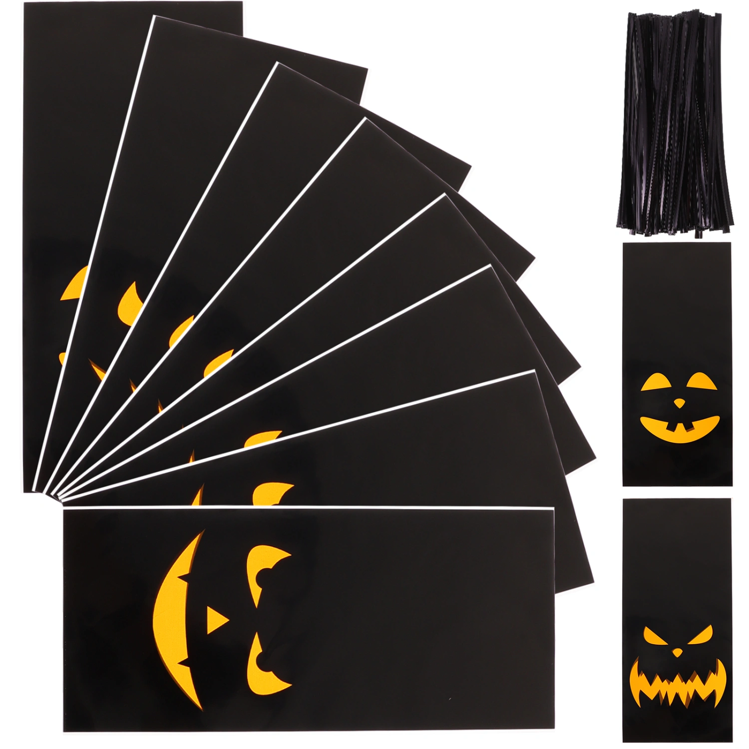 100pcs Halloween Plastic Candy Bags  Carnival Party Treat Bags Printed  Carnival Party Cookie Candy Treat Bags