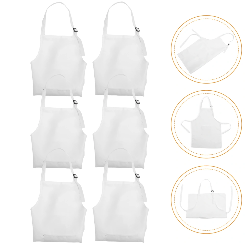 6pcs Toddler Apron Adjustable Drawing Apron Multi-function Toddler Apron Lovely Kid