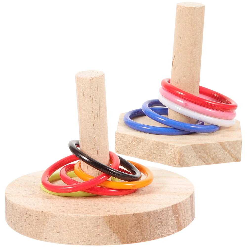 2 Set of Bird Trick Toy Parrot Wooden Ring Tower Toy Parrot Parakeet Intelligence Training Toy