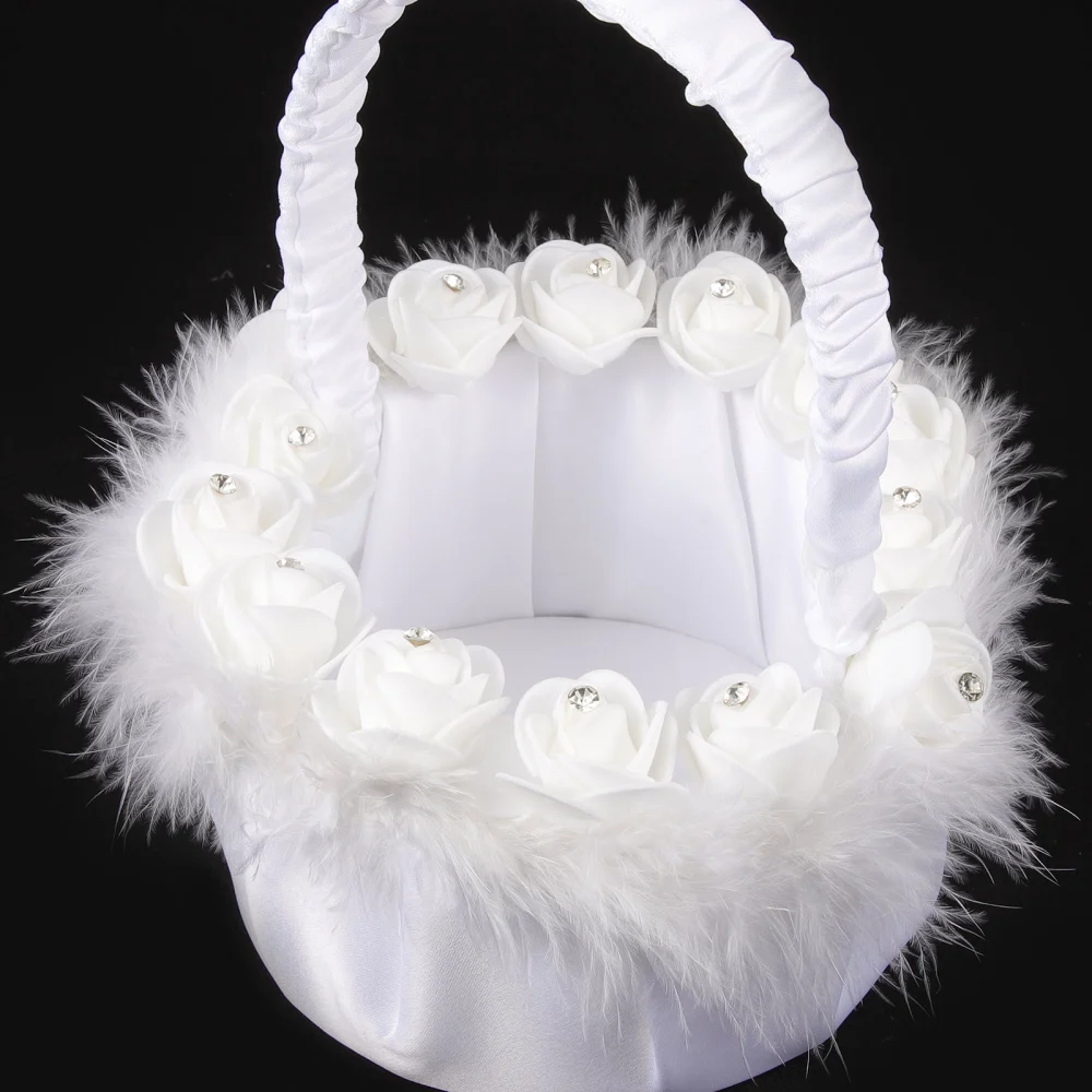 Wedding Flower Girl Basket Flower Basket Handle Petal Basket Wedding Party Decoration