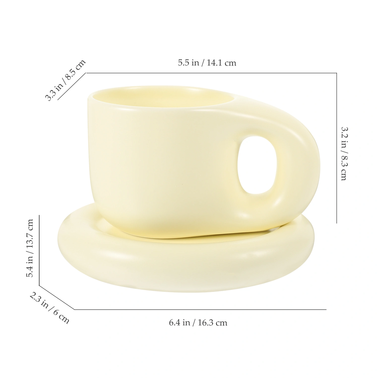 1 Set Ceramic Coffee Mug Fat Handle Cup Chunky Coffee Mug Ceramic Coffee Mug and Saucer