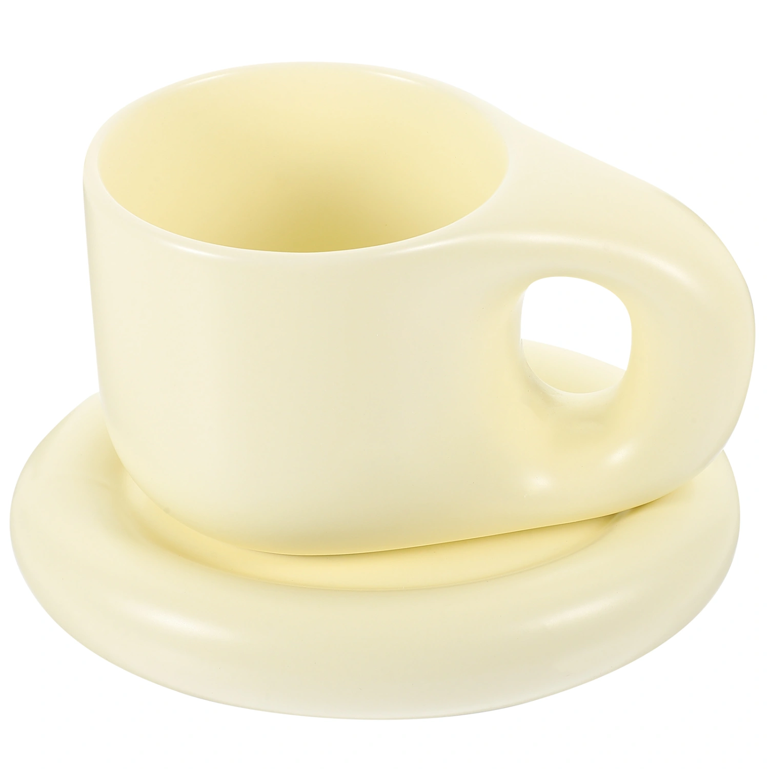 1 Set Ceramic Coffee Mug Fat Handle Cup Chunky Coffee Mug Ceramic Coffee Mug and Saucer